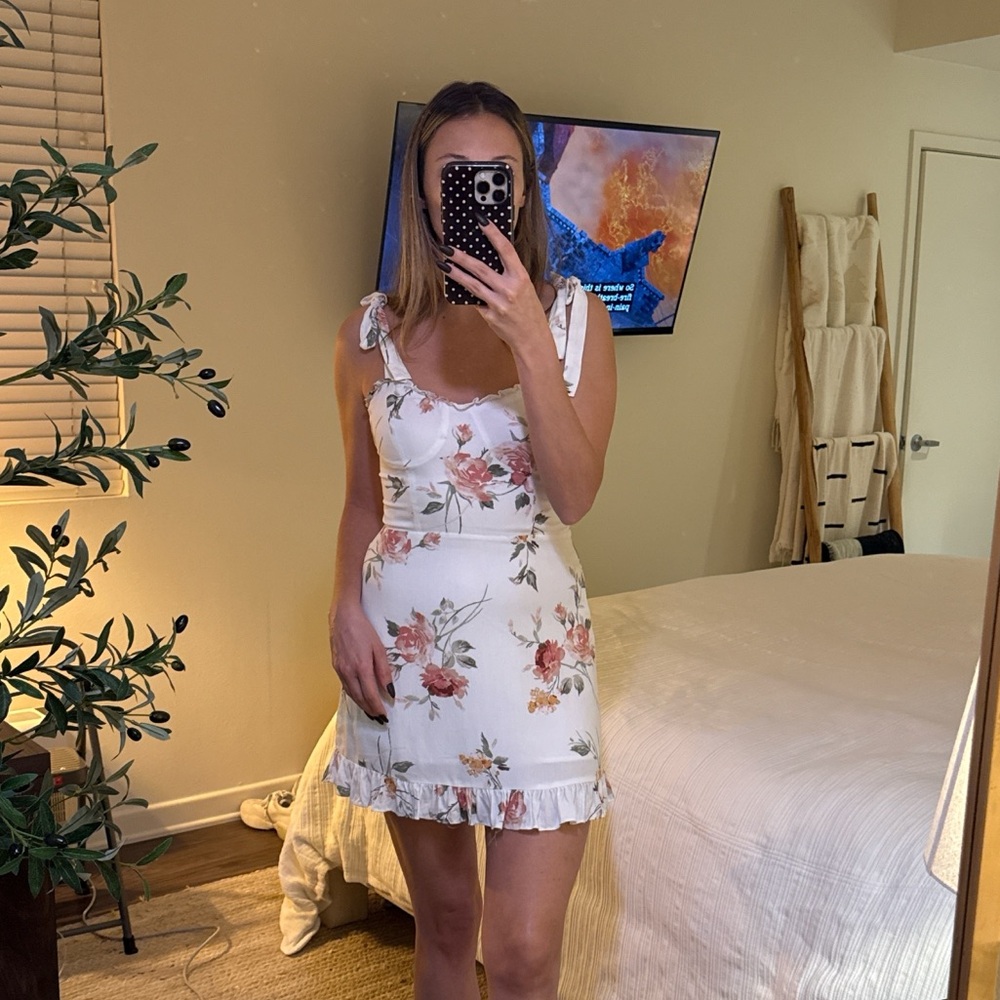 Audrey 3+1 Floral Mini Dress - White and Pink